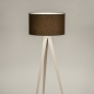 Foto 31400-4 vooraanzicht: Beige japandi vloerlamp: driepoot van metaal met bruine kap van stof