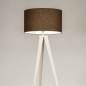Foto 31400-5 vooraanzicht: Beige japandi vloerlamp: driepoot van metaal met bruine kap van stof
