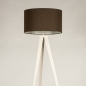 Foto 31400-7 vooraanzicht: Beige japandi vloerlamp: driepoot van metaal met bruine kap van stof