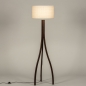 Foto 31404-2: Stativ-Stehlampe aus Holz in Walnussfarbe mit beigem Leinenschirm
