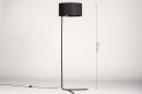 Foto 31408-1: Zwarte minimalistische vloerlamp met luxe zwarte lampenkap