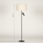 Foto 31418-1 maatindicatie: Zwarte vloerlamp met beige linnen kap en extra leeslamp 