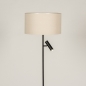 Foto 31418-4 vooraanzicht: Zwarte vloerlamp met beige linnen kap en extra leeslamp 