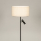 Foto 31418-5 vooraanzicht: Zwarte vloerlamp met beige linnen kap en extra leeslamp 