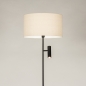 Foto 31418-6 vooraanzicht: Zwarte vloerlamp met beige linnen kap en extra leeslamp 