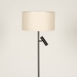 Foto 31418-7 vooraanzicht: Zwarte vloerlamp met beige linnen kap en extra leeslamp 