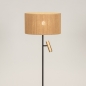 Foto 31420-5 vooraanzicht: Zwarte vloerlamp met touw kap en extra leeslamp in messing/goud