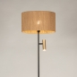 Foto 31420-6 vooraanzicht: Zwarte vloerlamp met touw kap en extra leeslamp in messing/goud