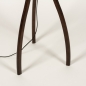 Foto 31424-14: Tripod Stehleuchte aus Holz mit organischer Form und braunem Stoffschirm