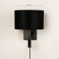 Foto 31425-1: Luxuriöse Wandleuchte mit Stoffschirm und zusätzlicher Leselampe in Schwarz mit Gold sowie Kabel und Stecker