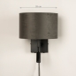 Foto 31426-1 maatindicatie: Zwarte wandlamp met stoffen kap in het grijs en extra leeslamp 