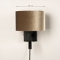 Foto 31428-1 maatindicatie: Zwarte wandlamp met taupe kap van fluweel en extra leeslamp met snoer en stekker
