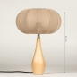 Foto 31433-1: Japandi kegelförmige Holztischlampe mit Laternenschirm in Taupe
