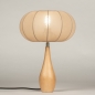 Foto 31433-3: Japandi kegelförmige Holztischlampe mit Laternenschirm in Taupe