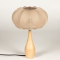 Foto 31433-6: Japandi kegelförmige Holztischlampe mit Laternenschirm in Taupe