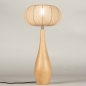 Foto 31435-3: Große kegelförmige Holztischlampe mit taupefarbenem Stoffschirm im Japandi-Stil