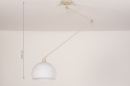 Foto 31440-1 maatindicatie: Verstelbare XL hanglamp met knikarm met retro witte bol