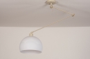 Foto 31440-6 schuinaanzicht: Verstelbare XL hanglamp met knikarm met retro witte bol