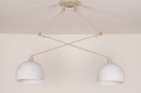 Foto 31441-6 niet_in_feed: Verstelbare XL hanglamp met twee knikarmen en retro witte bollen