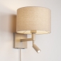 Foto 31447-2 niet_in_feed: Beige bedlamp met leeslamp en beige linnen kap