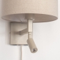Foto 31447-7 detailfoto: Beige bedlamp met leeslamp en beige linnen kap