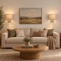 Foto 31447-8: Beige Bettlampe mit Leselampe und beigem Leinenschirm