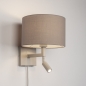 Foto 31448-2 vooraanzicht: Beige bedlamp met taupe kap en leeslamp