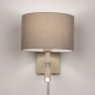 Foto 31448-4 vooraanzicht: Beige bedlamp met taupe kap en leeslamp