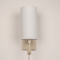 Foto 31449-3 niet_in_feed: Beige bedlamp met hoge koker kap in het wit en extra led leeslamp 