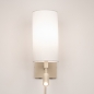 Foto 31449-4 vooraanzicht: Beige bedlamp met hoge koker kap in het wit en extra led leeslamp 