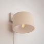 Foto 31452-10: Beige Wandleuchte mit beigem runden Leinenschirm mit Kabel und Stecker