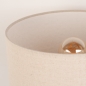 Foto 31456-10: Bedlamp in goud/messing met beige linnen kap en schakelaar op armatuur E27 