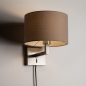 Foto 31459-3: Luxe wandlamp van staal met taupe linnen kap en snoer en stekker E27
