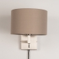 Foto 31459-5: Luxe wandlamp van staal met taupe linnen kap en snoer en stekker E27