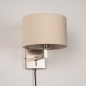 Foto 31460-1: Luxe wandlamp met beige linnen kap en snoer en stekker E27