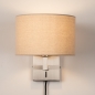 Foto 31460-4: Luxe wandlamp met beige linnen kap en snoer en stekker E27