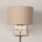 Foto 31460-5: Luxe wandlamp met beige linnen kap en snoer en stekker E27