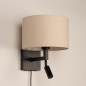 Foto 31463-1: Zwarte bedlamp met extra led leeslamp en beige kap