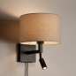 Foto 31463-3: Zwarte bedlamp met extra led leeslamp en beige kap