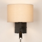 Foto 31463-4: Zwarte bedlamp met extra led leeslamp en beige kap