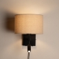 Foto 31463-5: Zwarte bedlamp met extra led leeslamp en beige kap
