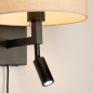Foto 31463-6: Zwarte bedlamp met extra led leeslamp en beige kap