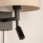 Foto 31463-7: Zwarte bedlamp met extra led leeslamp en beige kap