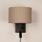 Foto 31464-6: Zwarte bedlamp met leeslamp en linnen kap in taupe 