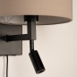 Foto 31464-8: Zwarte bedlamp met leeslamp en linnen kap in taupe 