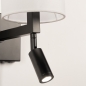 Foto 31466-5: Zwarte wandlamp met hoge witte koker kap en led leeslamp