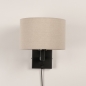 Foto 31467-1: Zwarte wandlamp met beige linnen kap E27 