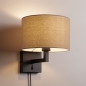Foto 31467-3: Zwarte wandlamp met beige linnen kap E27 