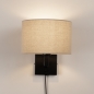 Foto 31467-5: Zwarte wandlamp met beige linnen kap E27 