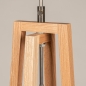 Foto 31478-8: Houten vloerlamp tripod in eiken kleur met taupe kap van stof 